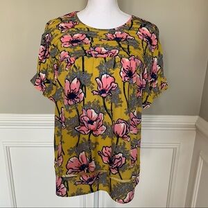 Daniel Rainn Yellow Printed Blouse Top